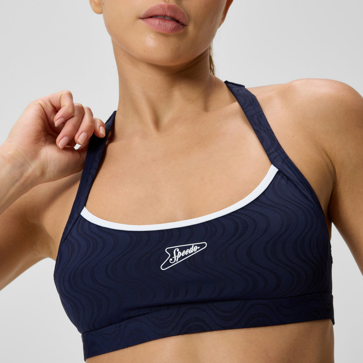 Speedo Jetstream Textured Crossback Bikini Top Navy/White