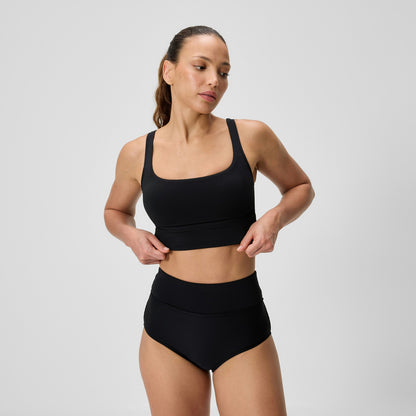 Speedo Solid Square Neck Bikini Top Black