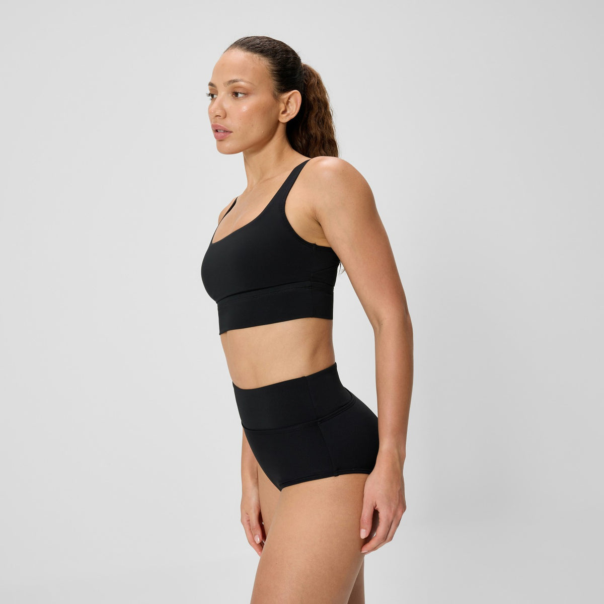 Speedo Solid Square Neck Bikini Top Black