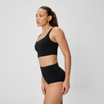 Speedo Solid Square Neck Bikini Top Black