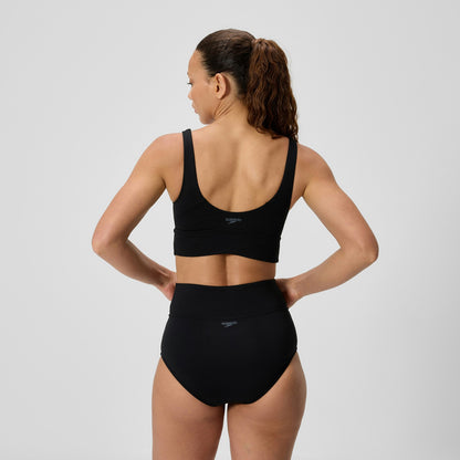 Speedo Solid Square Neck Bikini Top Black