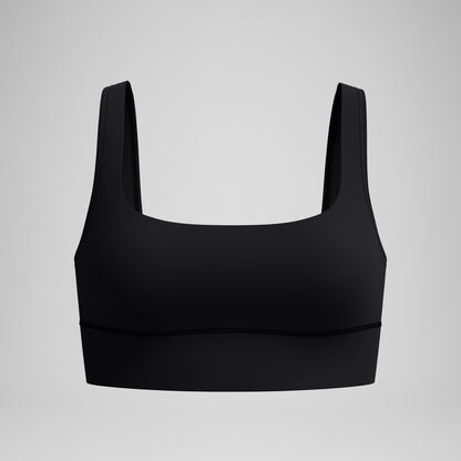 Speedo Solid Square Neck Bikini Top Black