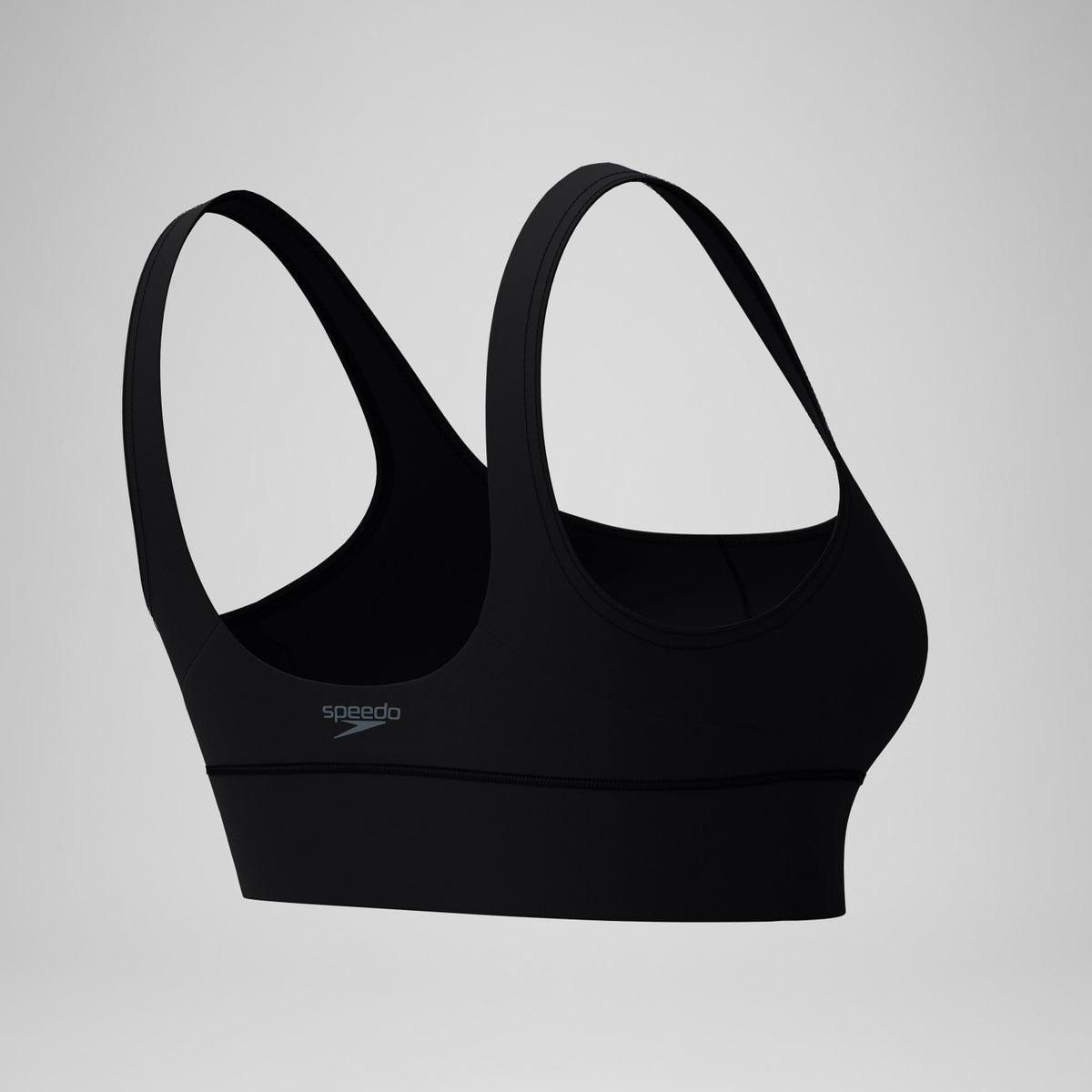 Speedo Solid Square Neck Bikini Top Black