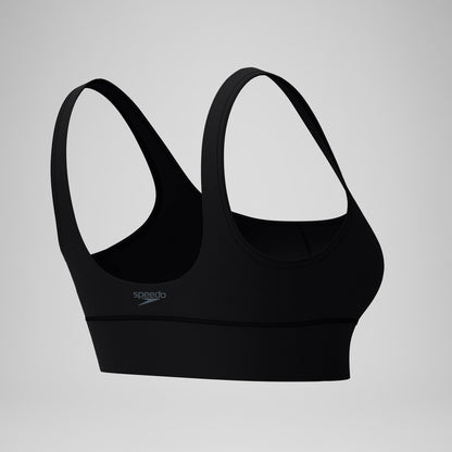 Speedo Solid Square Neck Bikini Top Black