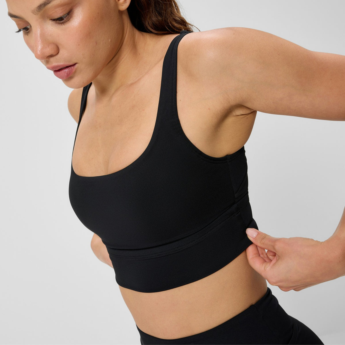 Speedo Solid Square Neck Bikini Top Black