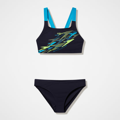 Speedo Medley Logo V-Back Bikini Set Black/Turquoise