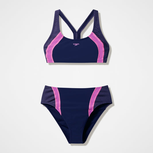 Speedo Quantum Rib Splice Two Piece Navy/Pink