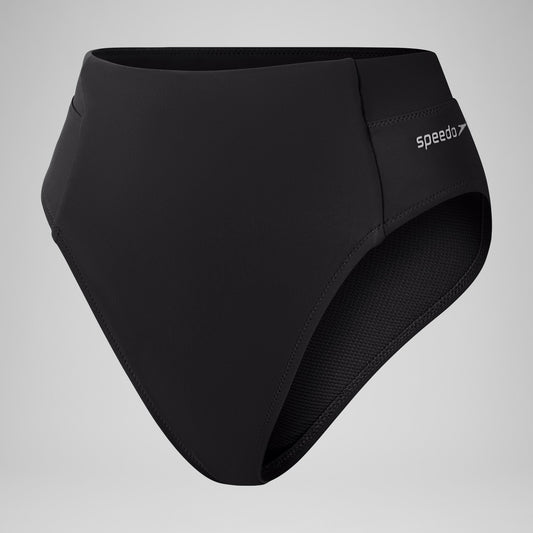 Speedo Solid High Waisted Bikini Bottom Dark Grey