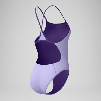 Speedo Club Training Turnback Swimsuit Lavender