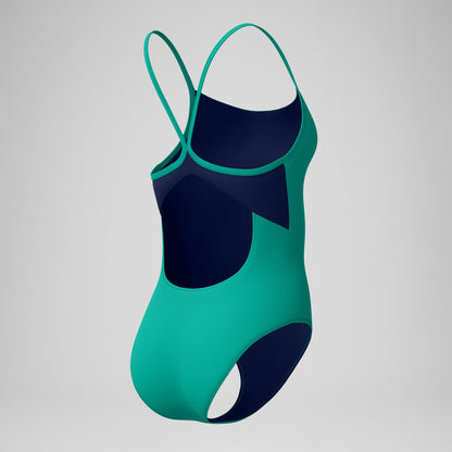 Speedo Solid Racerback Swimsuit Teal/Navy