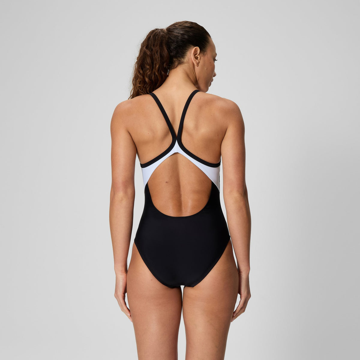 Speedo Solid Racerback Swimsuit Black/White