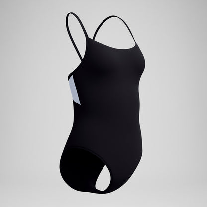 Speedo Solid Racerback Swimsuit Black/White