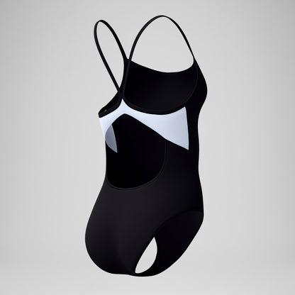 Speedo Solid Racerback Swimsuit Black/White