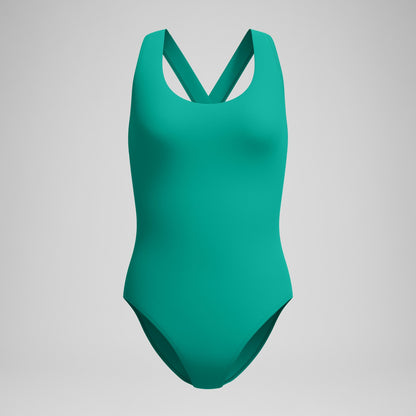 Speedo Solid Scoop Neck Swimsuit Teal
