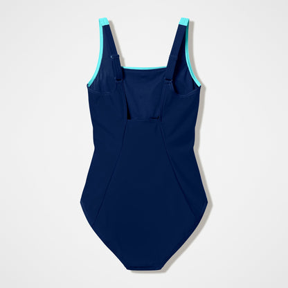 Speedo Colourblock Contour Swimsuit Navy/Turquoise