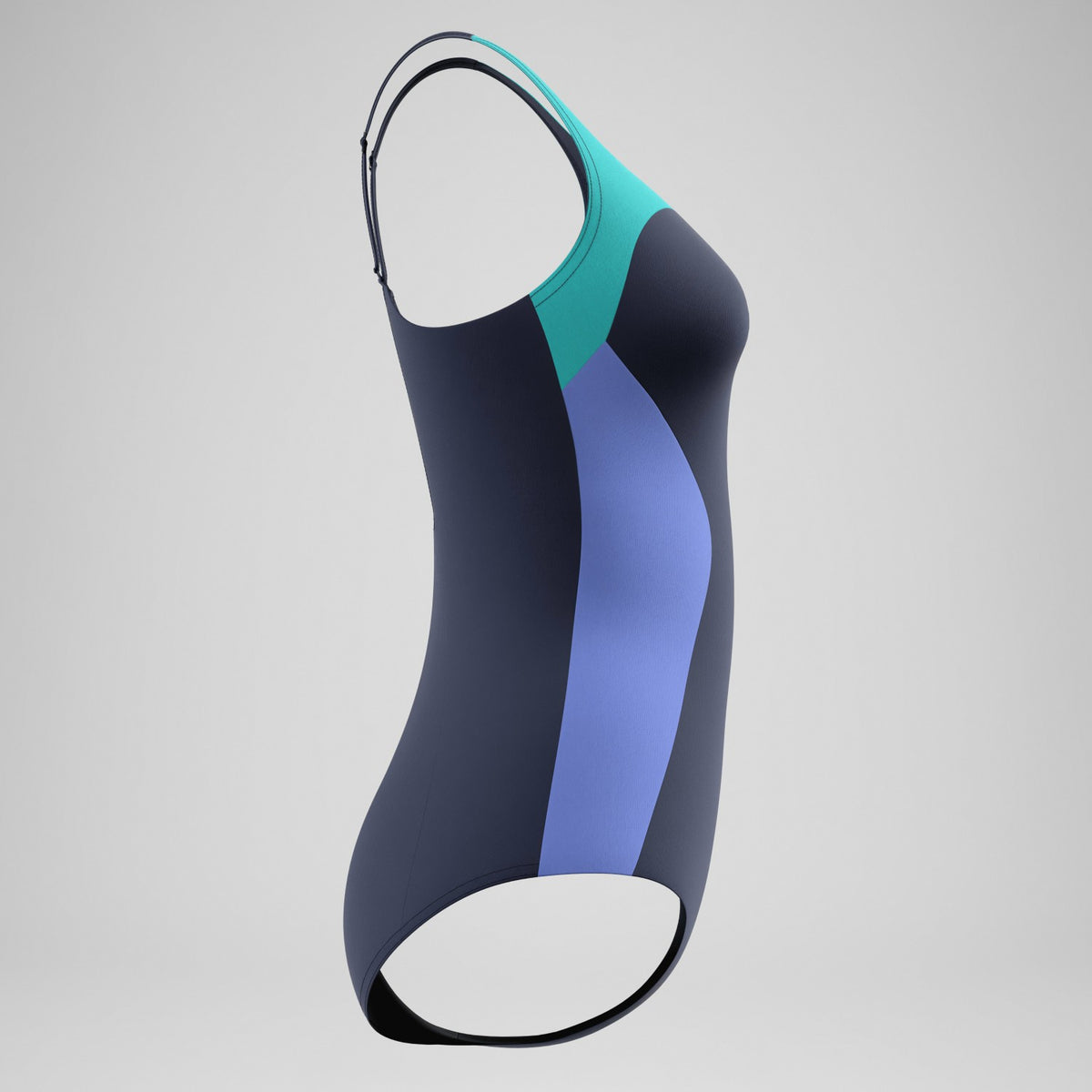 Speedo Colourblock Contour Swimsuit Navy/Turquoise