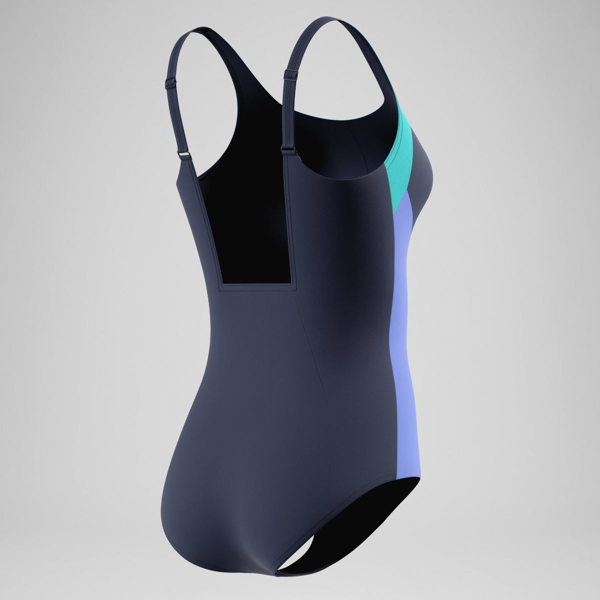 Speedo Colourblock Contour Swimsuit Navy/Turquoise