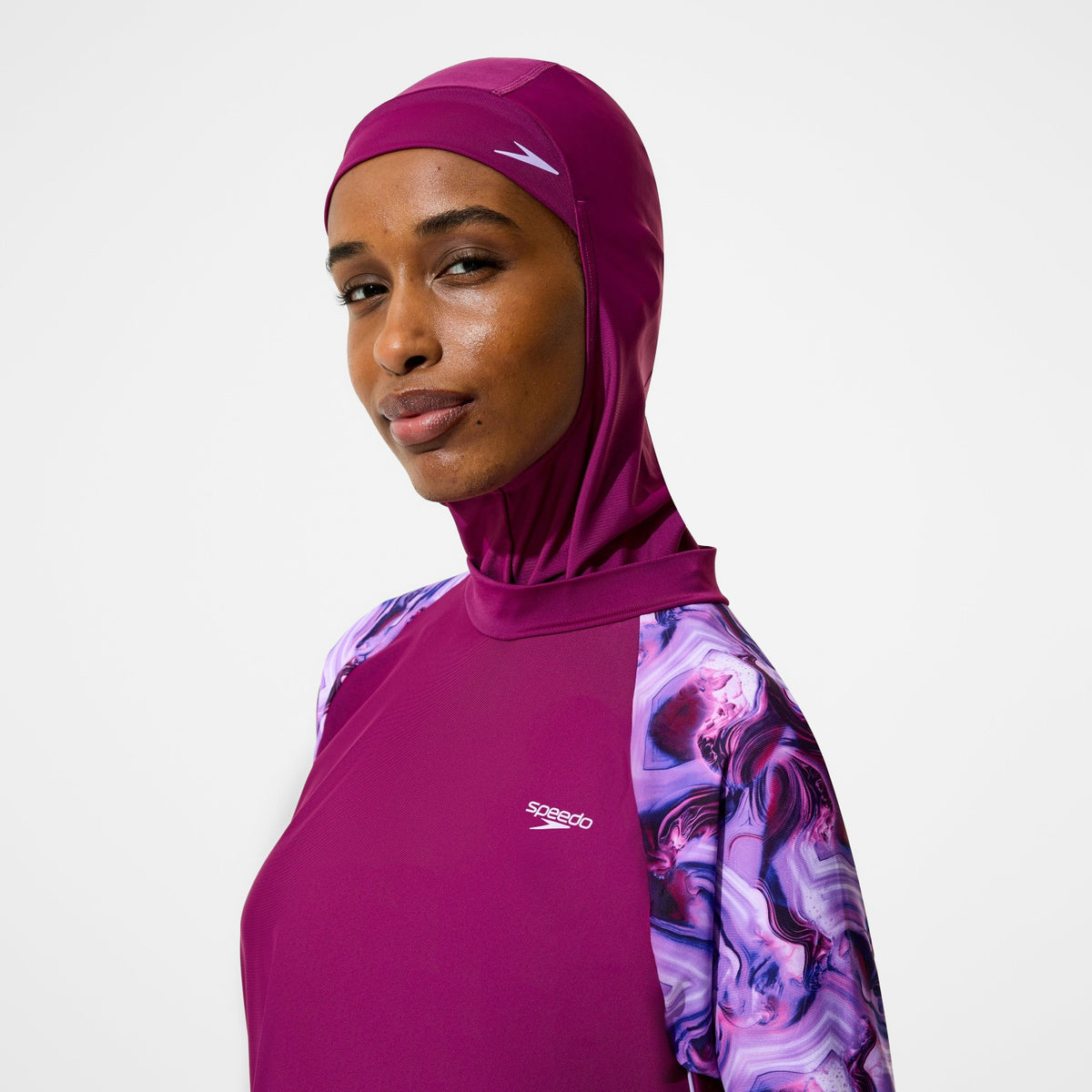 Speedo Modern Coverage Printed 3 Piece Swim Set Dark Pink