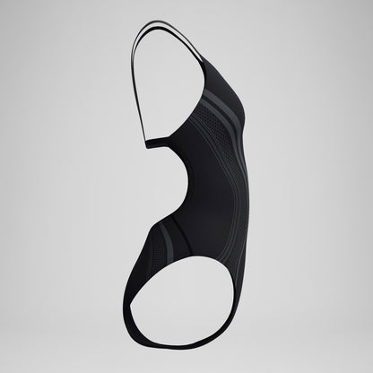 Speedo V Class Printed Active Back Swimsuit Black