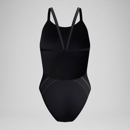 Speedo V Class Printed Active Back Swimsuit Black