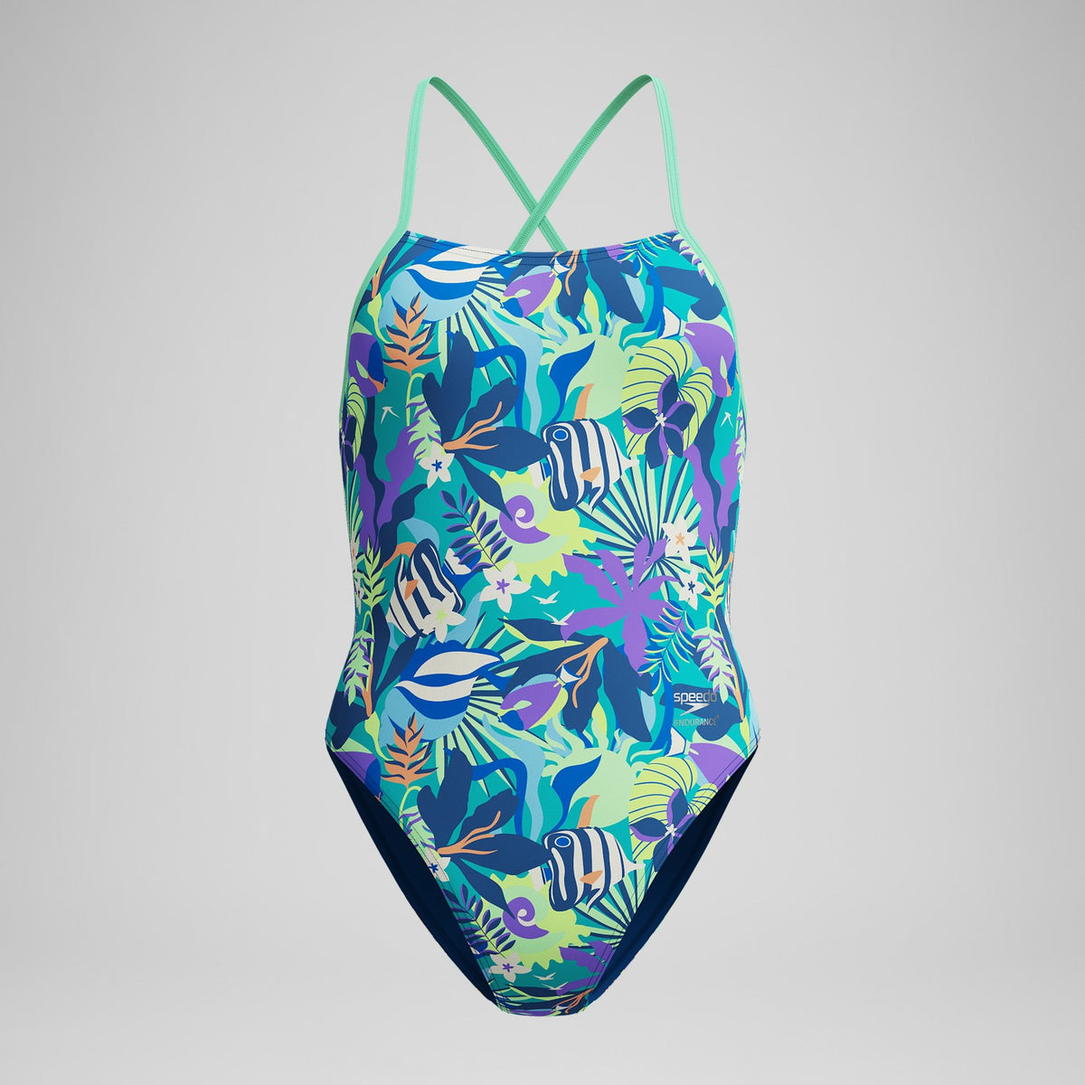 Speedo Club Training Printed Tie Back Swimsuit Green