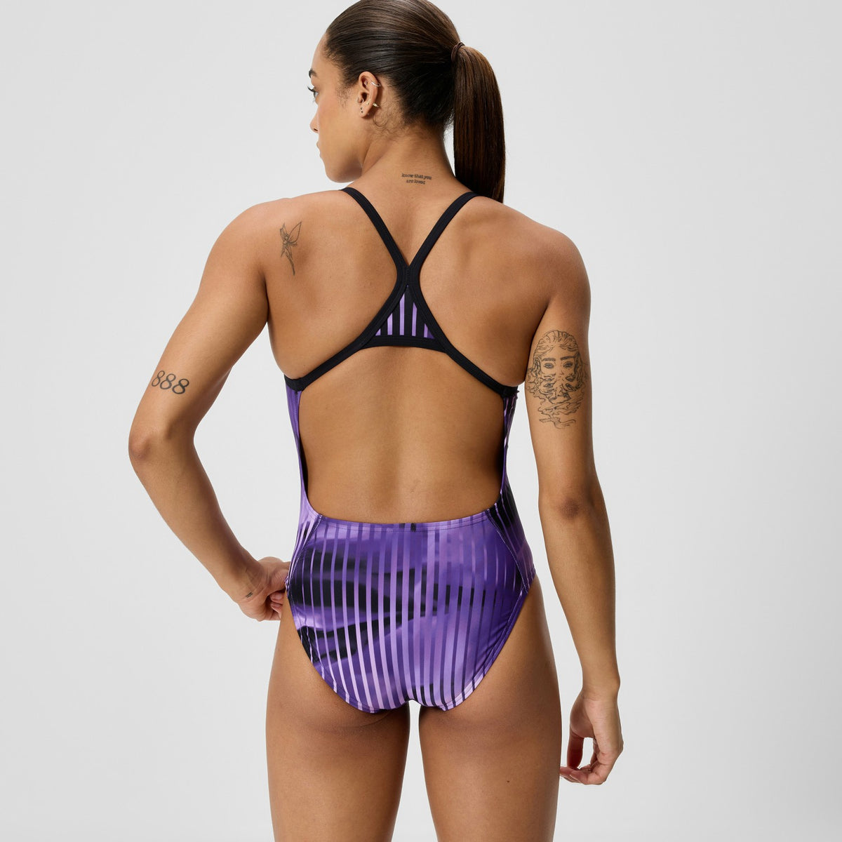 Speedo Club Training Printed Turnback Swimsuit Purple