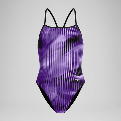 Speedo Club Training Printed Turnback Swimsuit Purple
