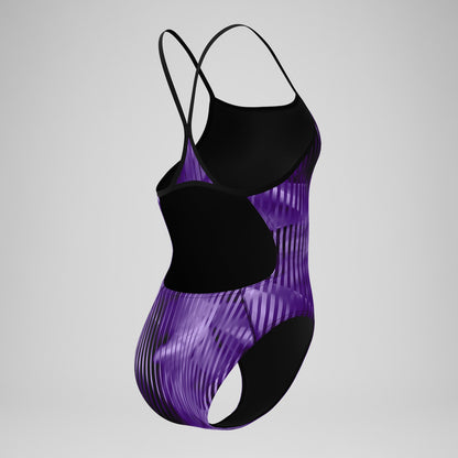 Speedo Club Training Printed Turnback Swimsuit Purple