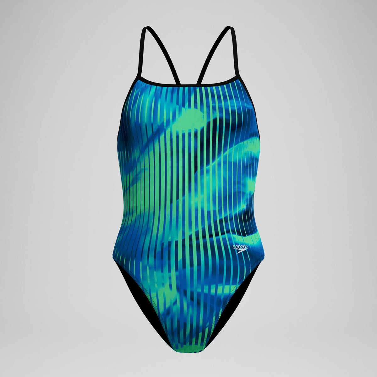 Speedo Club Training Printed Turnback Swimsuit Blue/Green