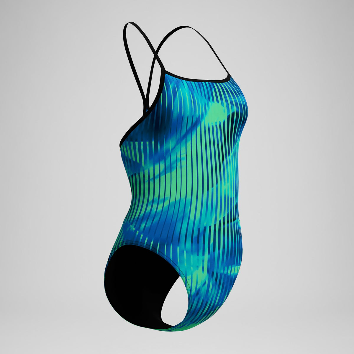 Speedo Club Training Printed Turnback Swimsuit Blue/Green