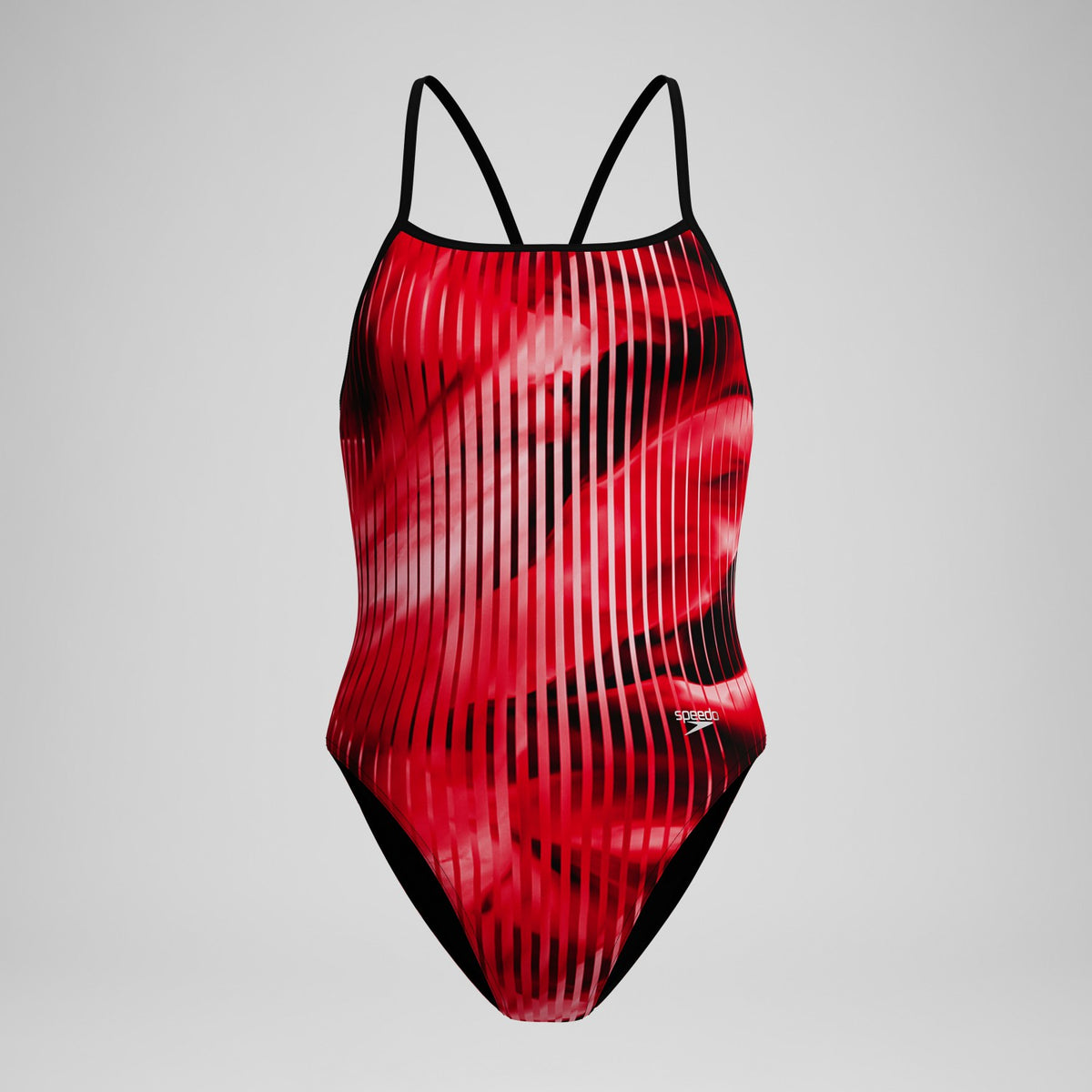 Speedo Club Training Printed Turnback Swimsuit Red