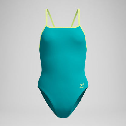Speedo Club Training Solid Tri Back Swimsuit Green/Yellow