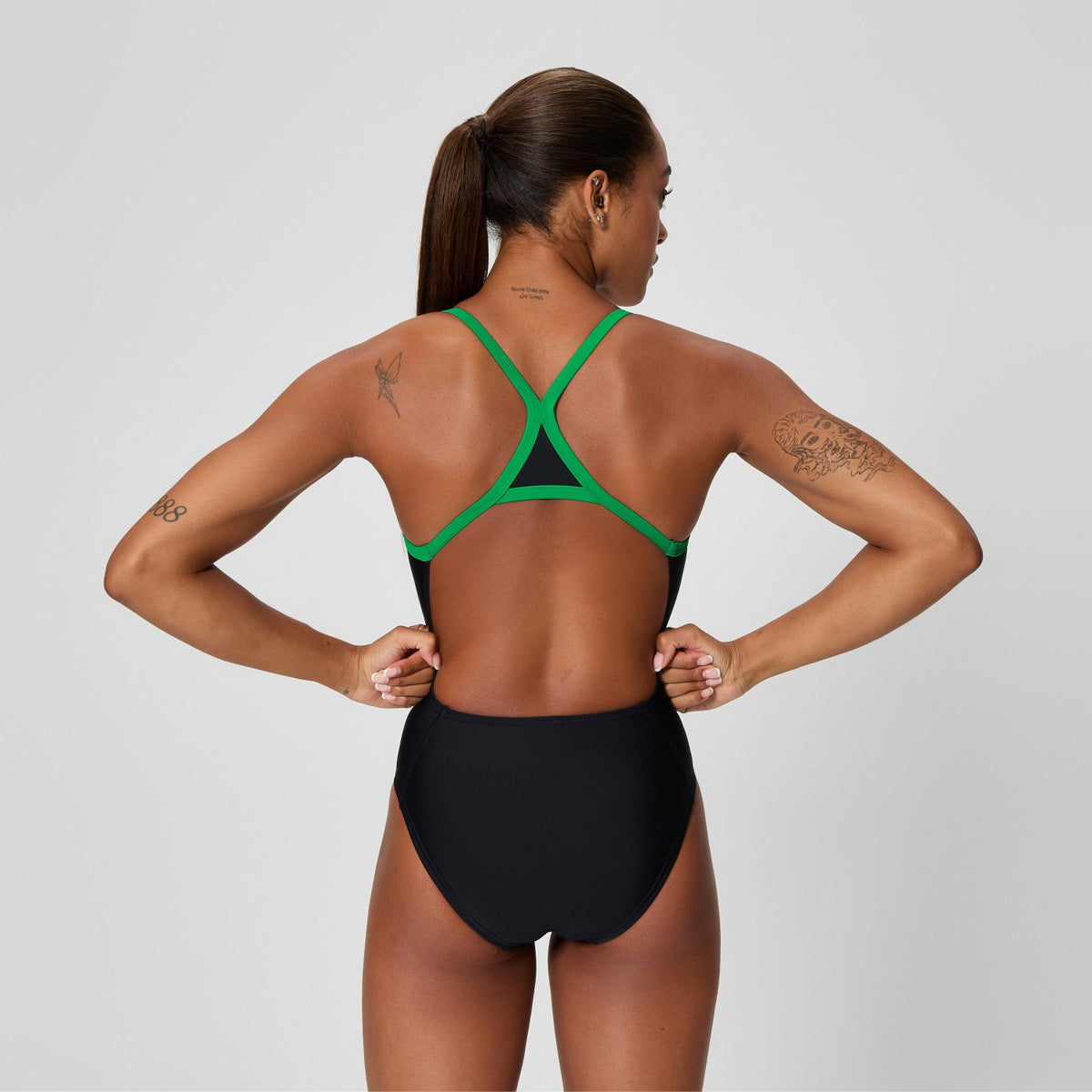 Speedo Club Training Turnback Swimsuit Black/Green