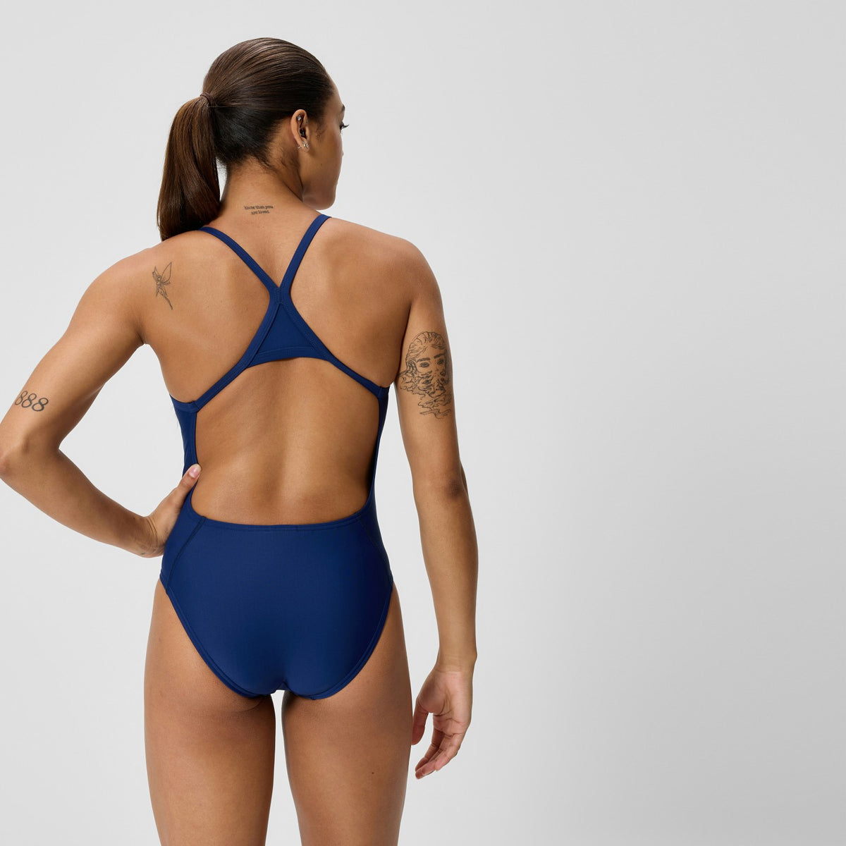 Speedo Club Training Turnback Swimsuit Navy