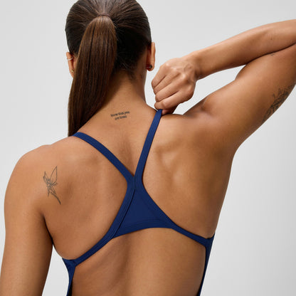 Speedo Club Training Turnback Swimsuit Navy