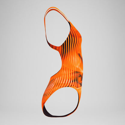 Speedo Club Training Printed Leaderback Swimsuit Orange