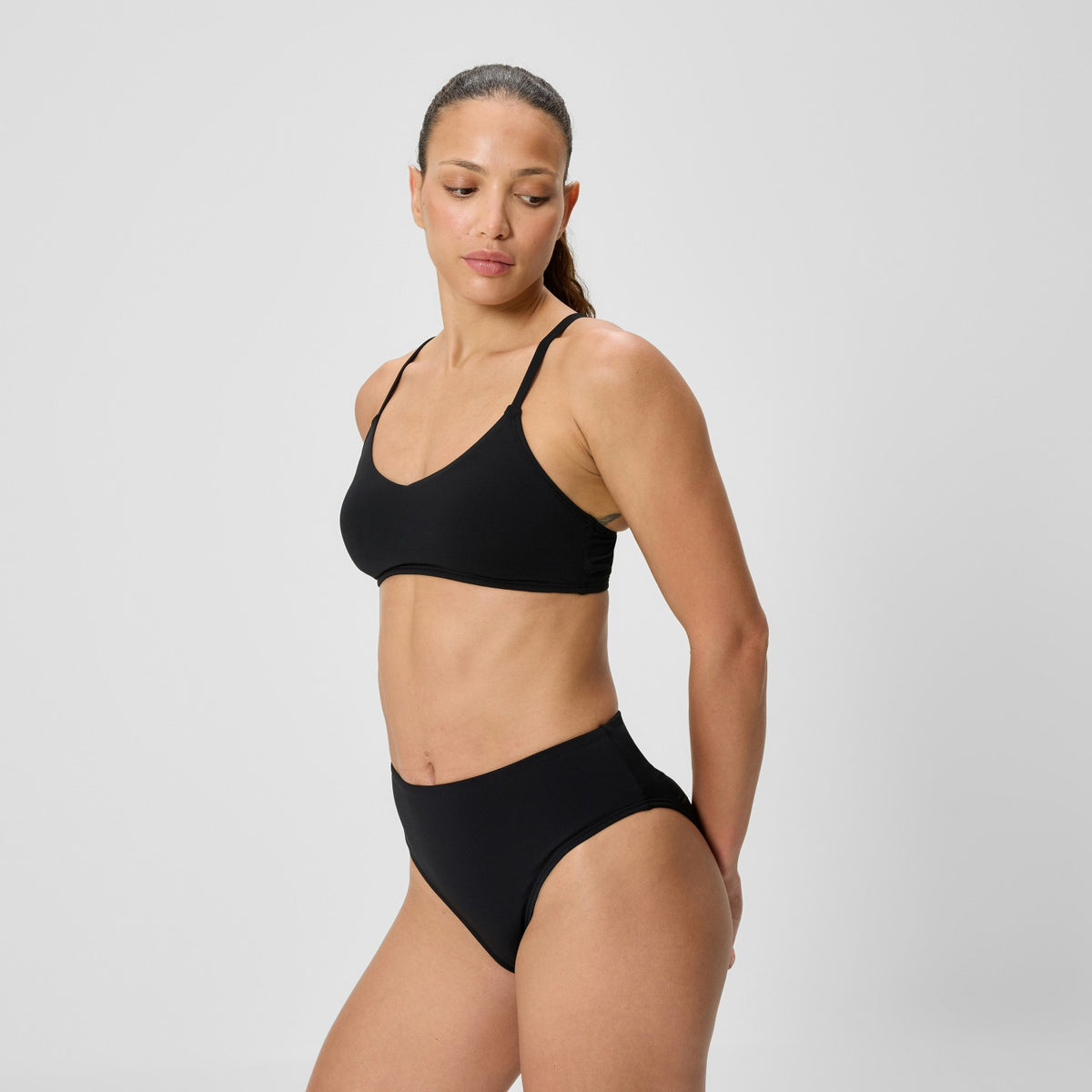 Speedo Solid Triangle Bikini Top Black
