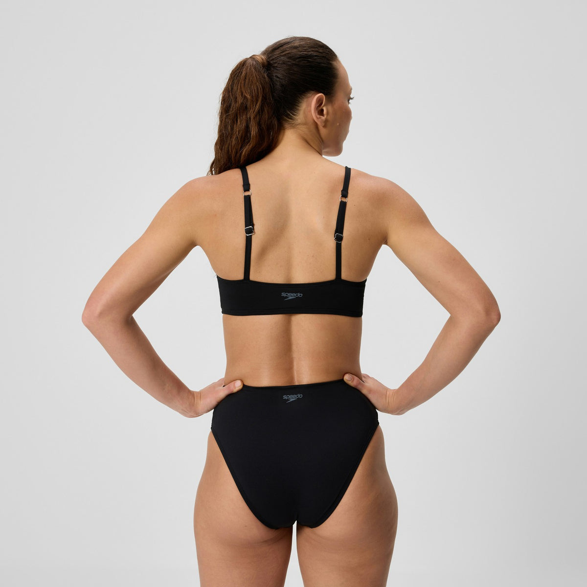 Speedo Solid Triangle Bikini Top Black