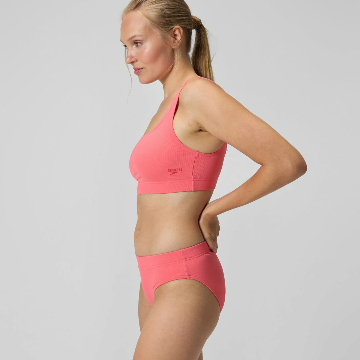 Speedo Textured Deep U-Back Bikini Coral