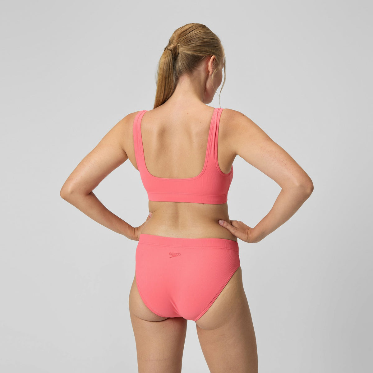 Speedo Textured Deep U-Back Bikini Coral