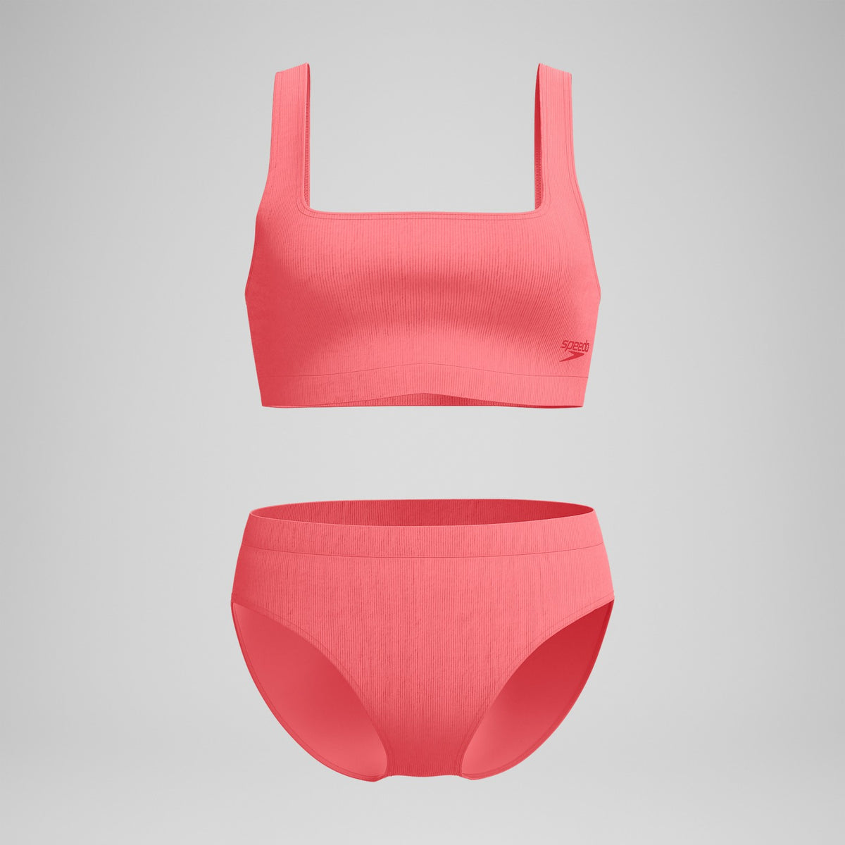 Speedo Textured Deep U-Back Bikini Coral