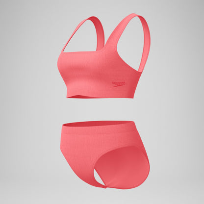 Speedo Textured Deep U-Back Bikini Coral