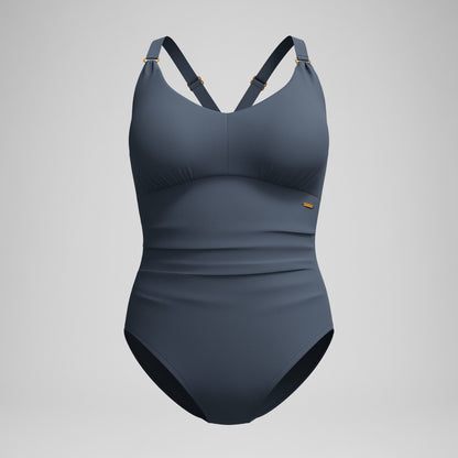 Speedo Shaping V Neck Swimsuit Grey
