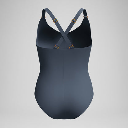 Speedo Shaping V Neck Swimsuit Grey