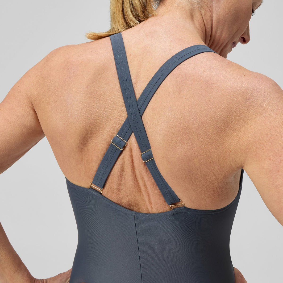 Speedo Shaping V Neck Swimsuit Grey