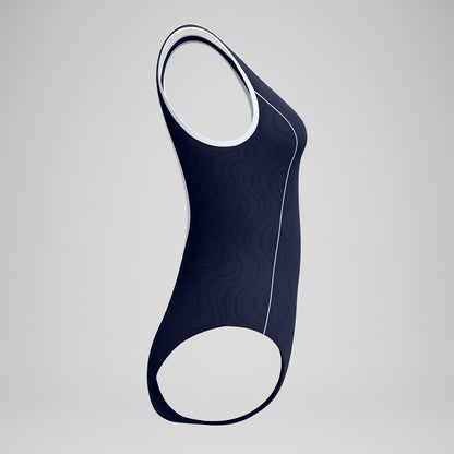 Speedo Jetstream Textured Bound Scoop Swimsuit Navy/White