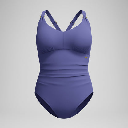 Speedo Shaping V Neck Swimsuit Blue