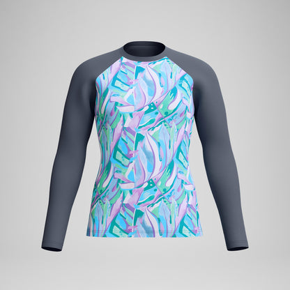 Speedo Printed Long Sleeve Swim Shirt Grey/Green