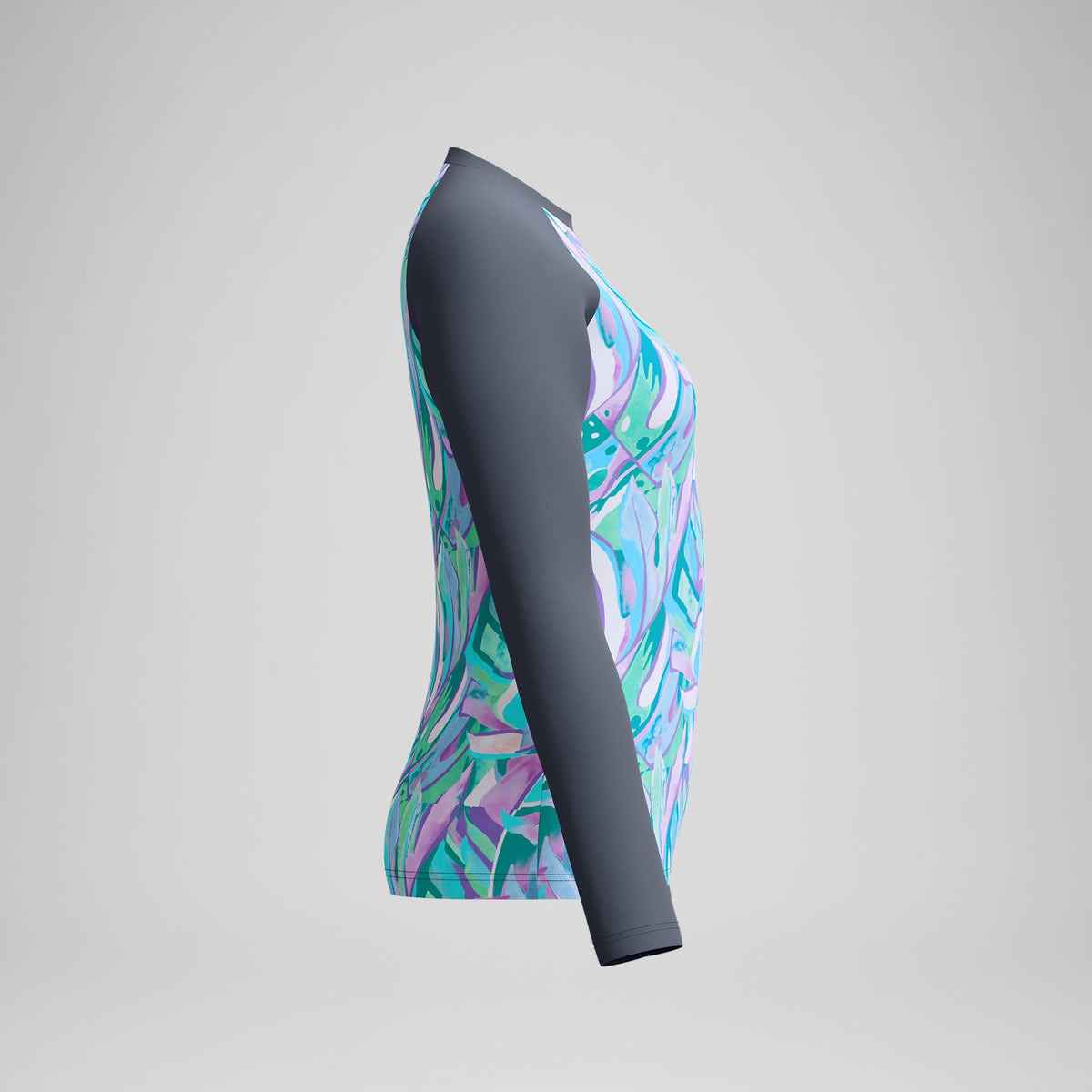 Speedo Printed Long Sleeve Swim Shirt Grey/Green