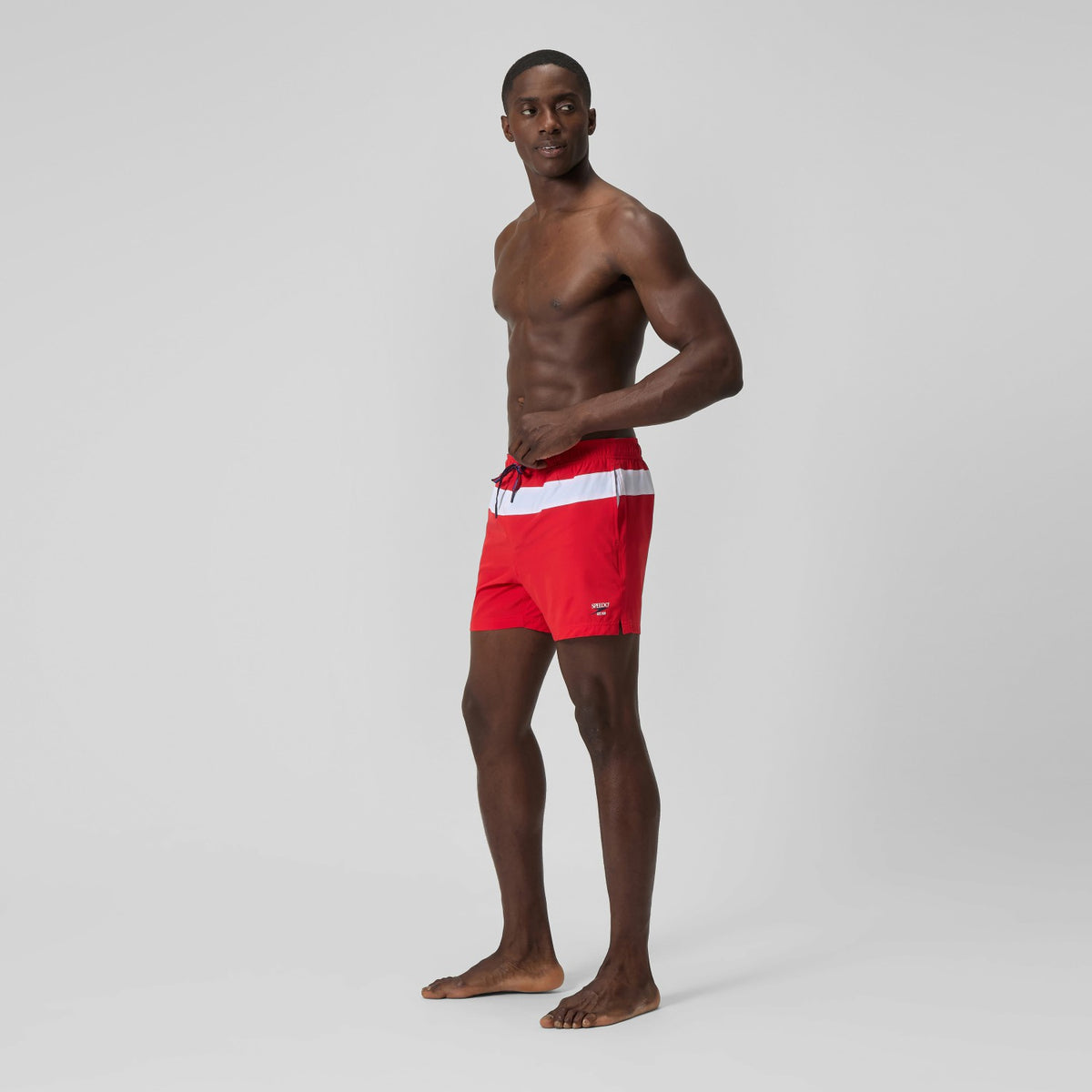 Speedo Jetstream Striped Colourblock Swim Shorts Red/White